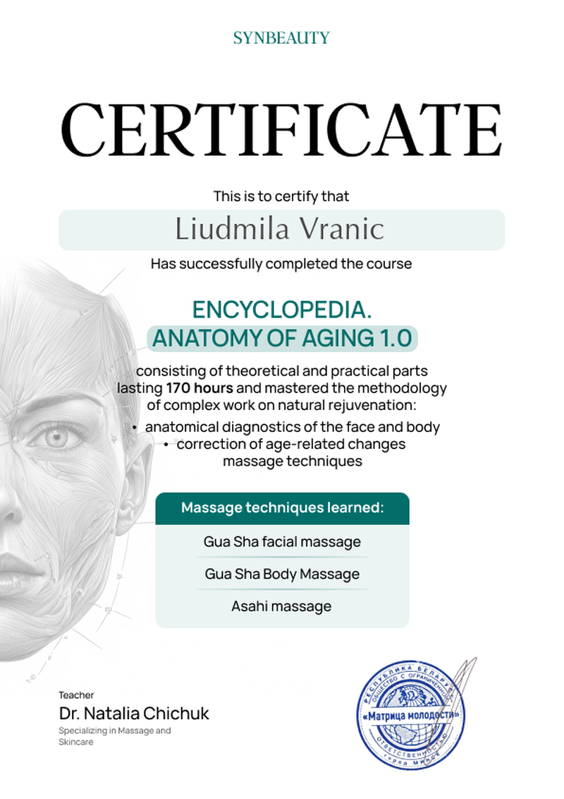 Sertifikat Anatomija starenja 1.0 — Liudmila Vranić