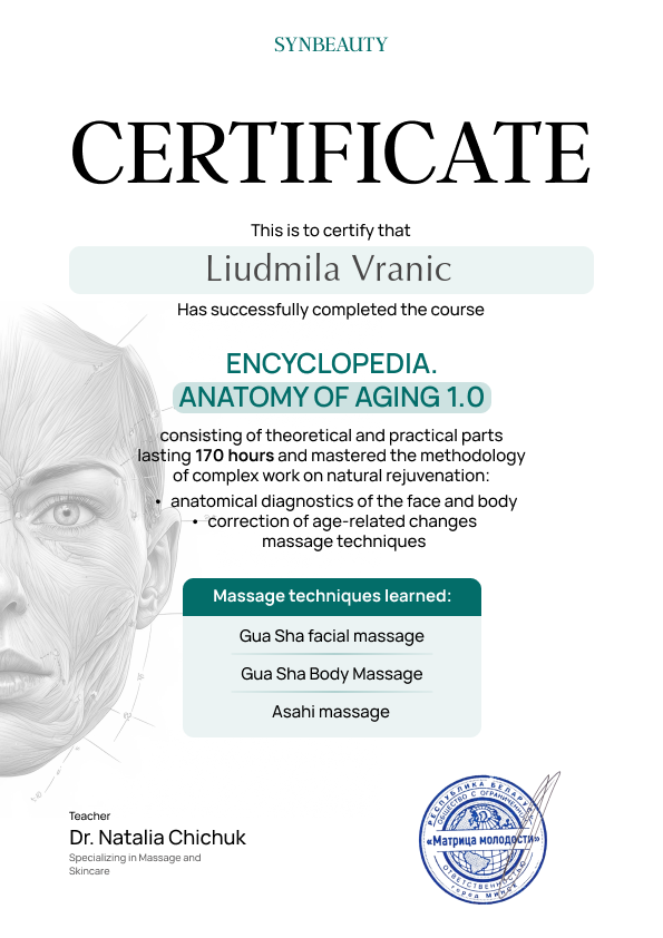 Sertifikat Anatomy of Aging 1.0 — Liudmila Vranić
